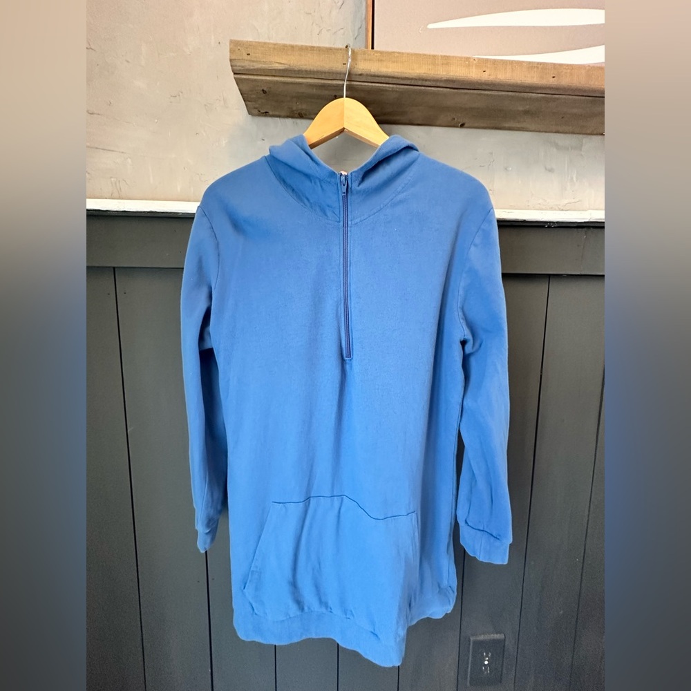 Regna X Pullover Cotton Quarter Zip Blue Hoodie Oversized Fit size‎ XL